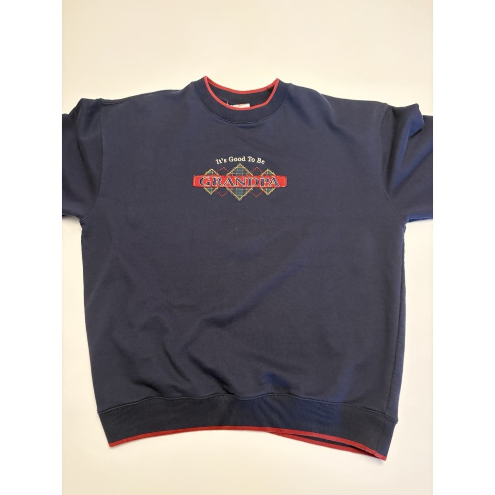 MC Sport Grandpa Sweatshirt Mens XL Navy Embroidered Vintage Grandpa Crewneck